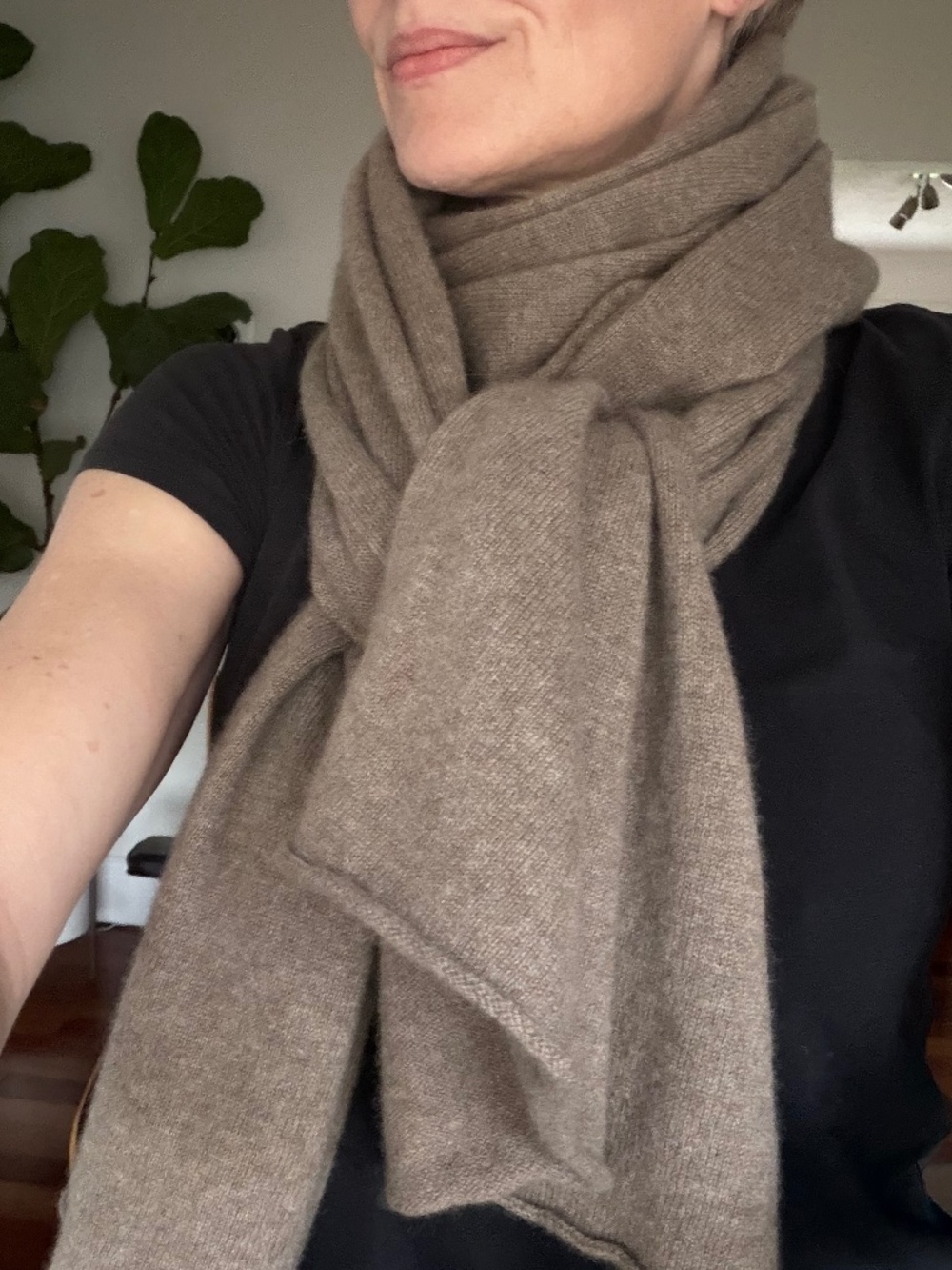 Simons 100% Cashmere Oversized Scarf Wrap Taupe 75” x 22”